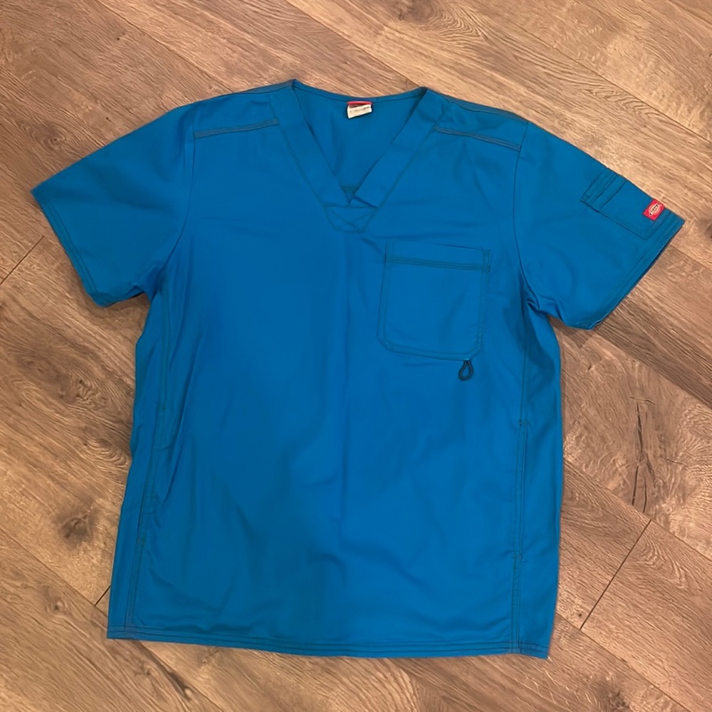 Dickies Scrub Top Size Small Blue Nurse Workwear